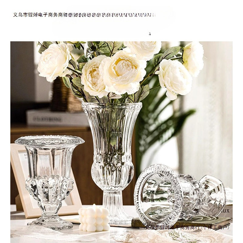 高脚花瓶R水晶摆件·风灯法式复古玻璃花瓶透明·罗包邮