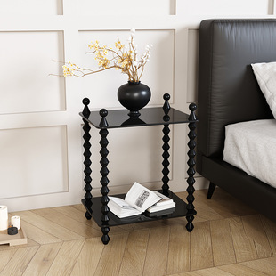 法式全实木床头柜可移动奶油风卧室中古边几亚克力简约创意儿童