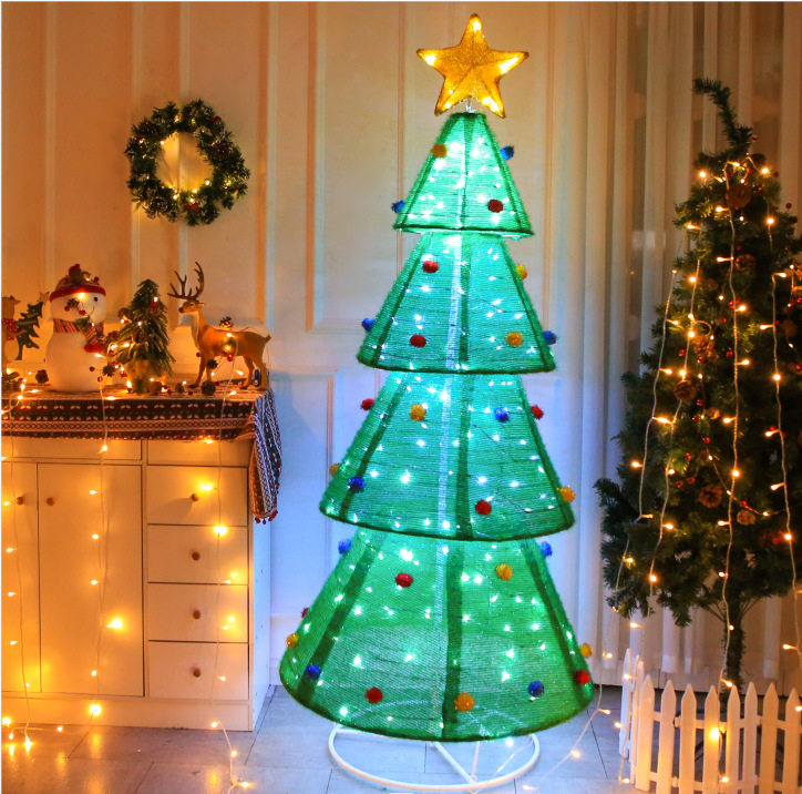 1.8m四层伸缩圣诞树灯200灯10%闪泡圣诞装饰树灯Christmastree