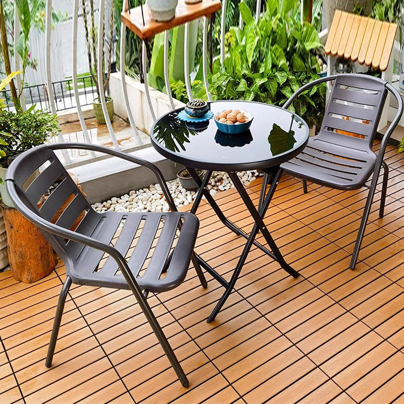 户外阳台茶桌椅组合室外庭院花园小圆桌小茶几桌椅三套件现代简约