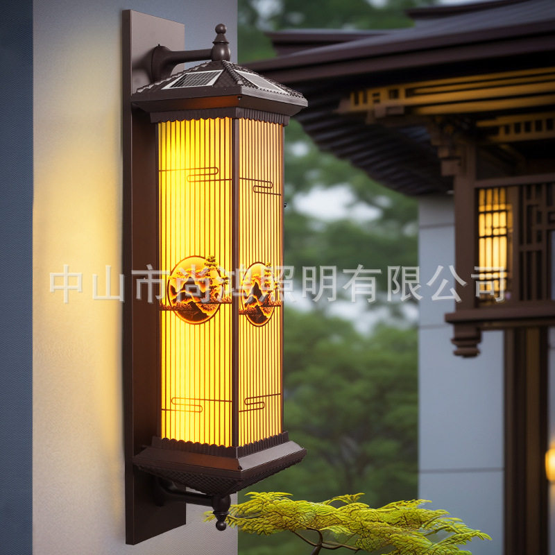 户外墙壁灯太阳能灯防水led门头灯简约感应壁灯庭院灯阳台照明灯