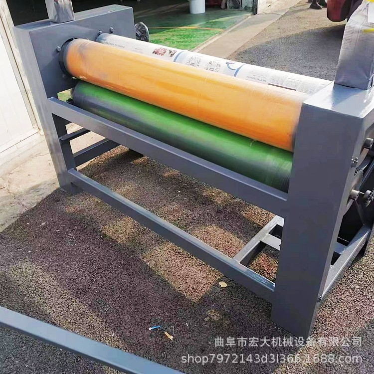 海绵珍珠棉复合自带胶卷膜 单面木工板白胶涂胶机 四辊硅胶辊滚胶