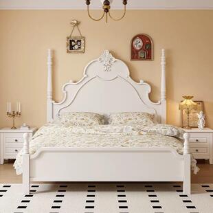 美式乡村实木床现代简约1.8m双人床主卧高端大气复古法式轻奢婚床