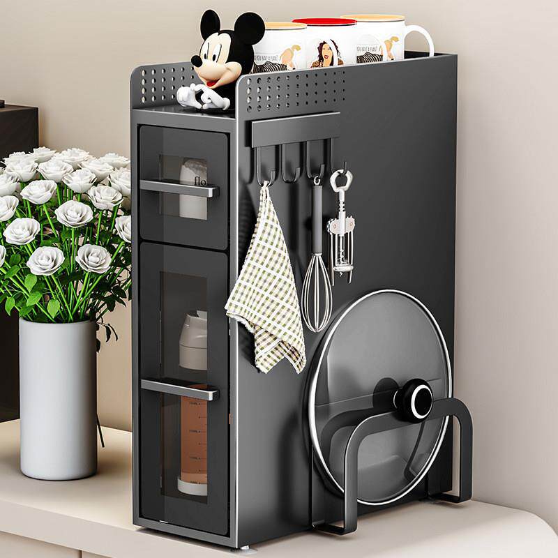 厨房转角调料品置物架台面窄边墙角收纳架橱柜侧面抽拉极窄储