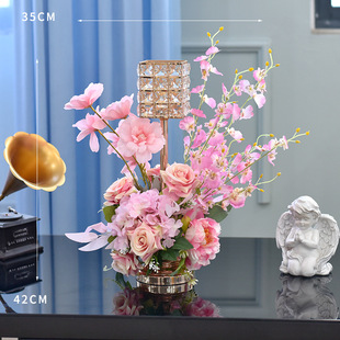 KTV摆台假花包厢装饰仿真花餐桌花摆花客厅茶几台面羽毛花艺摆件