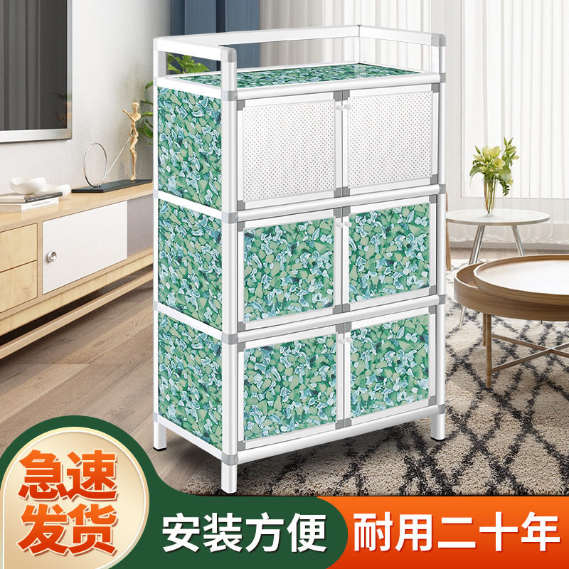 不生锈收纳柜碗柜厨房橱柜餐边柜简易组装菜柜出租房储物餐具柜子