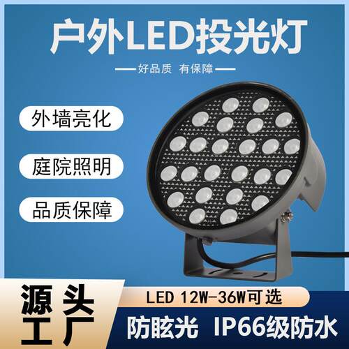 LED投光灯防眩光防水爆亮景观亮化工程七彩插地照灯户外投光灯定