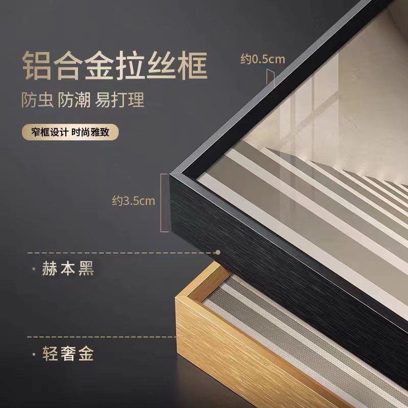 客厅玄关绿色空间感艺术建筑装饰画现代简约样板房莫兰迪楼梯挂画图片