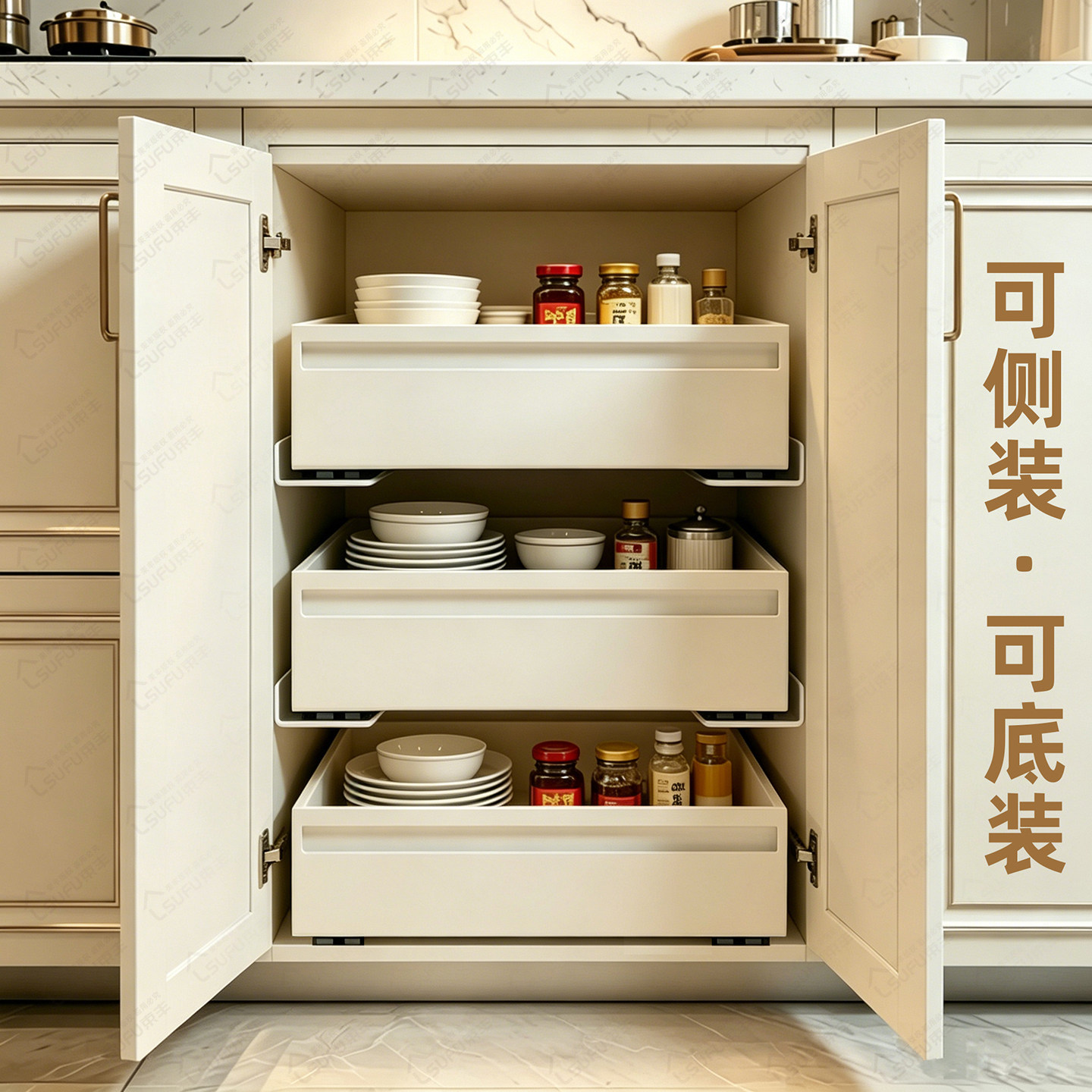 束丰家居+柜内抽屉+无隔层变抽屉