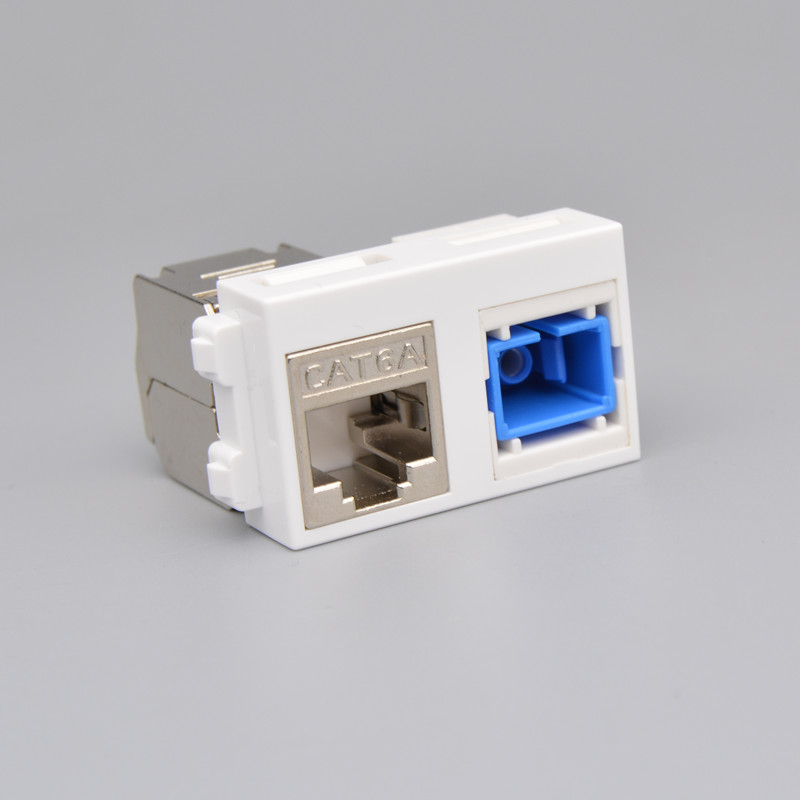 双孔超六类网线光纤模块128型千兆屏蔽网口电脑线耦合器面板模块