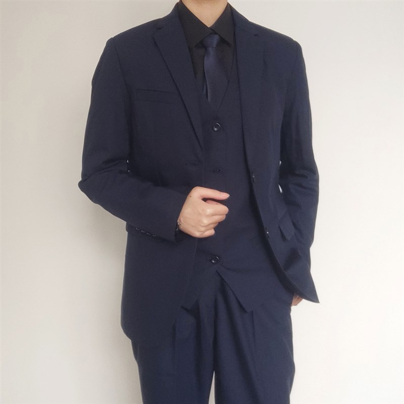 浅见川DK西服制服二粒扣学院风黑色英伦学生高级感西装正式套装男