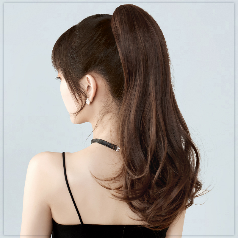 马尾假发女绑带式高马尾超轻韩式微卷长卷发抓夹网红可扎辫子长发