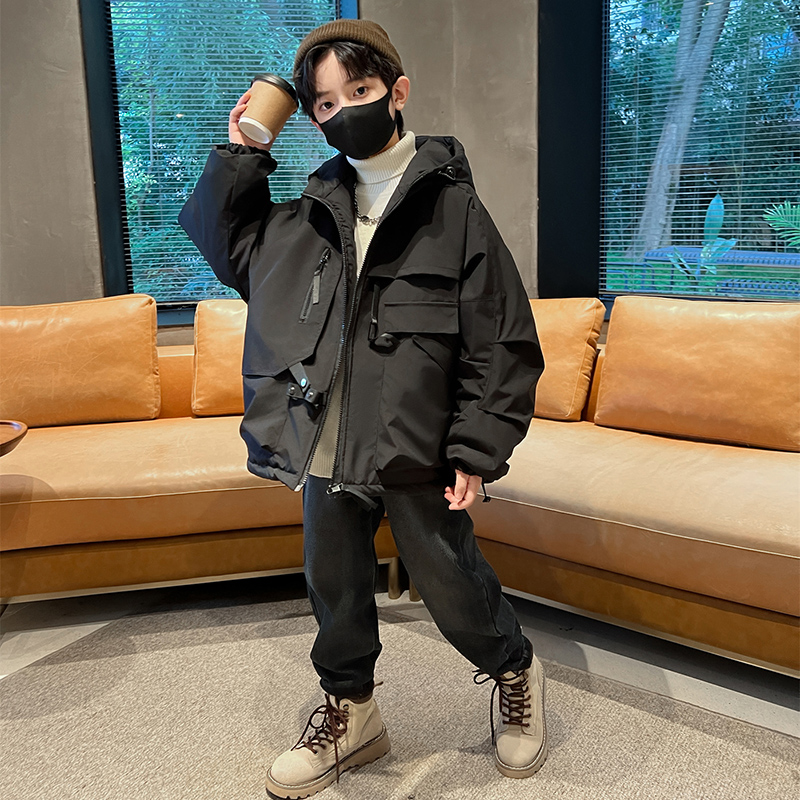 儿童套装男童外套秋冬款2023新款夹棉服冲锋衣大童冬季男孩加厚保