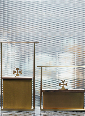 新中式创意金属提盒摆件书房办公桌艺术工艺礼品摆饰样板间电视柜