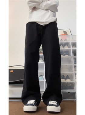 布老哥Blog【腿粗推荐】复古直筒牛仔裤宽松显瘦百搭黑色长裤K247