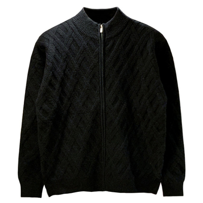 轻奢男装高级感针织衫外套男冬款轻熟风休闲半高领拉链开衫毛衣男