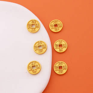 DIY保色铜钱盘缠手链手工编织红绳饰品配件手链项链挂件吊饰批发