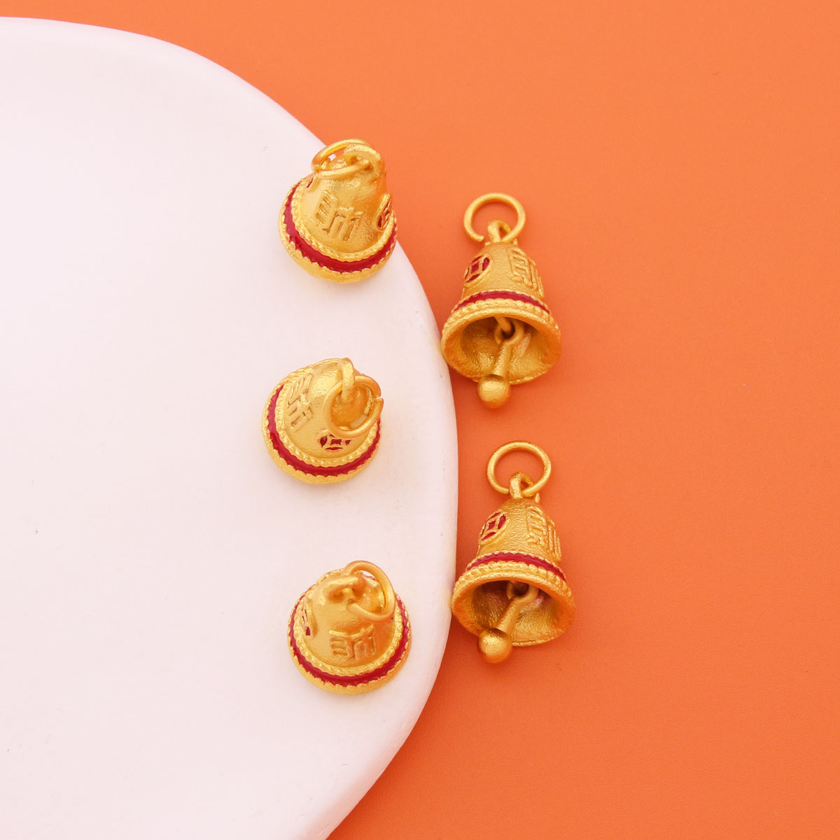 滴油保色铜钱铃铛DIY饰品配件挂件手工编织手链项链配件挂坠批发