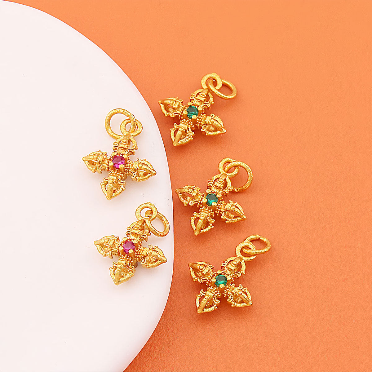 diy铜饰品配件手工编织保色十字金刚杵手链项链吊坠挂饰材料批发