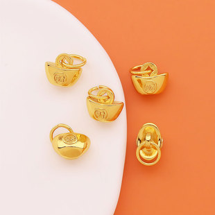 金色铜钱元宝diy饰品配件保色手工编织手链项链吊坠挂件材料批发