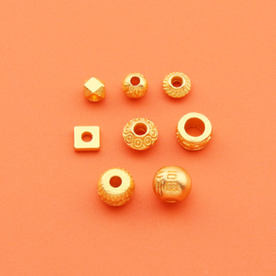 保色隔珠古法哑金轮纹圆珠隔片DIY手链项链饰品配件挂坠手工编织