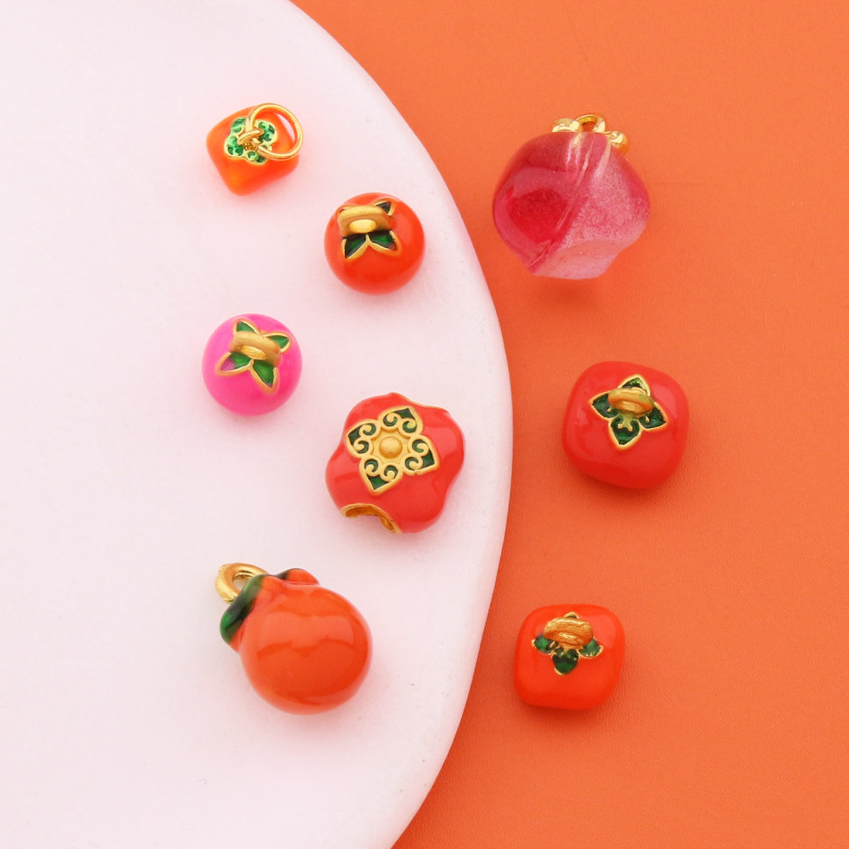 柿柿如意立体柿子古法哑金吊坠diy饰品配件手链项链手工挂件配饰,饰品/流行首饰/时尚饰品新,其他DIY饰品配件,淘宝优惠券,粉丝福利购,淘宝优惠卷