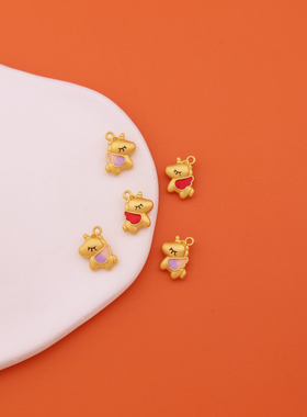 本命年生肖马配件保色滴油古法哑金卡通可爱独角兽DIY饰品配件