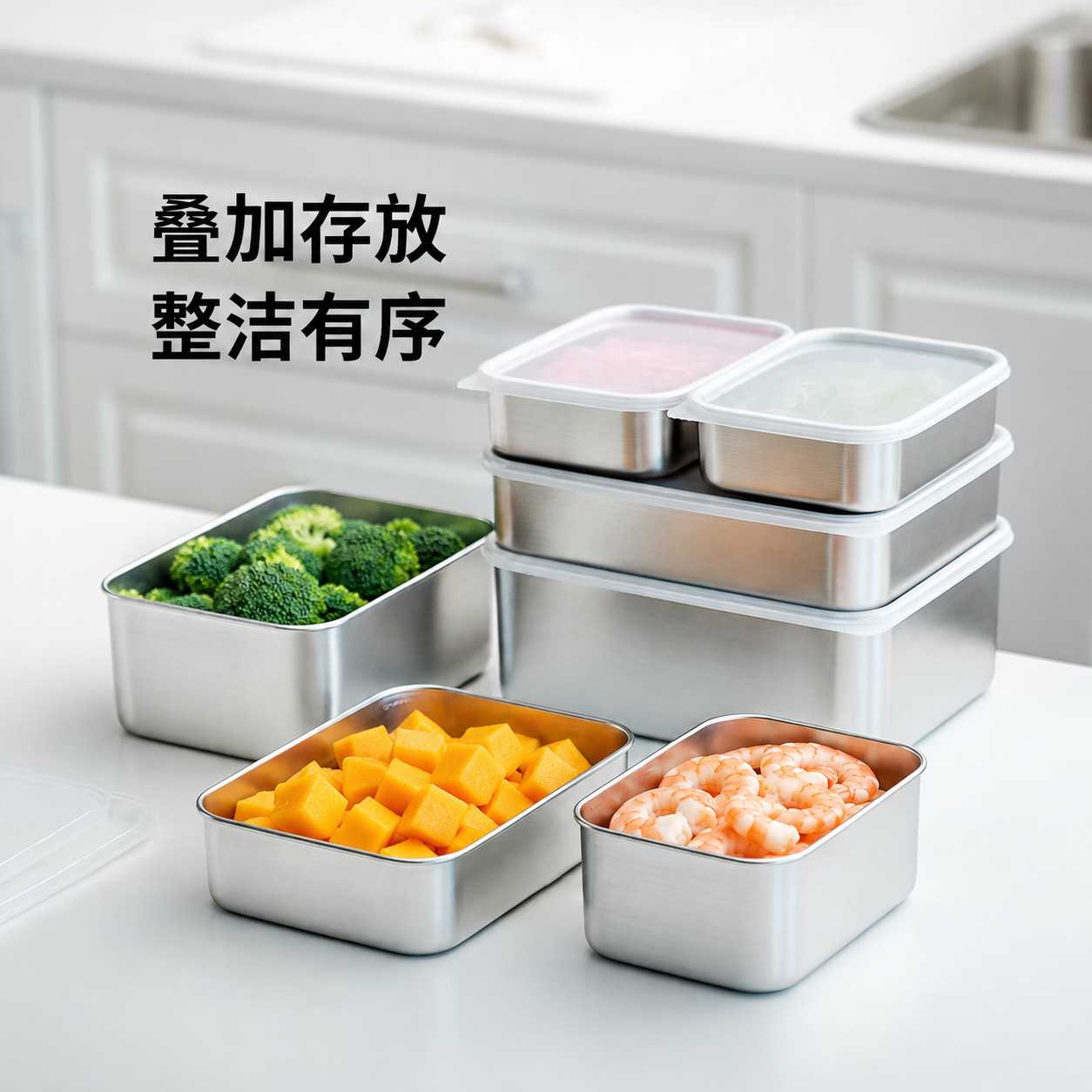 不锈钢制品厂304带盖密封保鲜盒