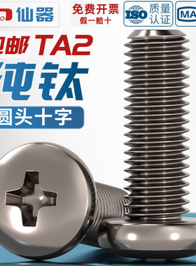 国标TA2纯钛圆头十字螺丝钛合金盘头螺钉螺栓 M2M2.5M3M4M5M6M8mm