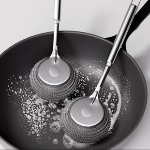 不锈钢锅刷长柄洗锅刷清洁刷子家用大号钢丝球带手柄去污刷锅神器