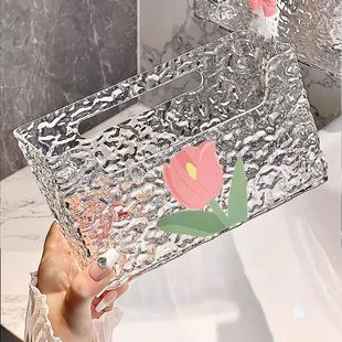 废弃洗脸收纳盒冰川纹收纳盒壁挂浴室厕所洗漱置物架卫生间免打孔