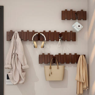 钢琴键挂衣架实木墙上壁挂钩卧室玄关入户进门后置物免打孔挂衣钩