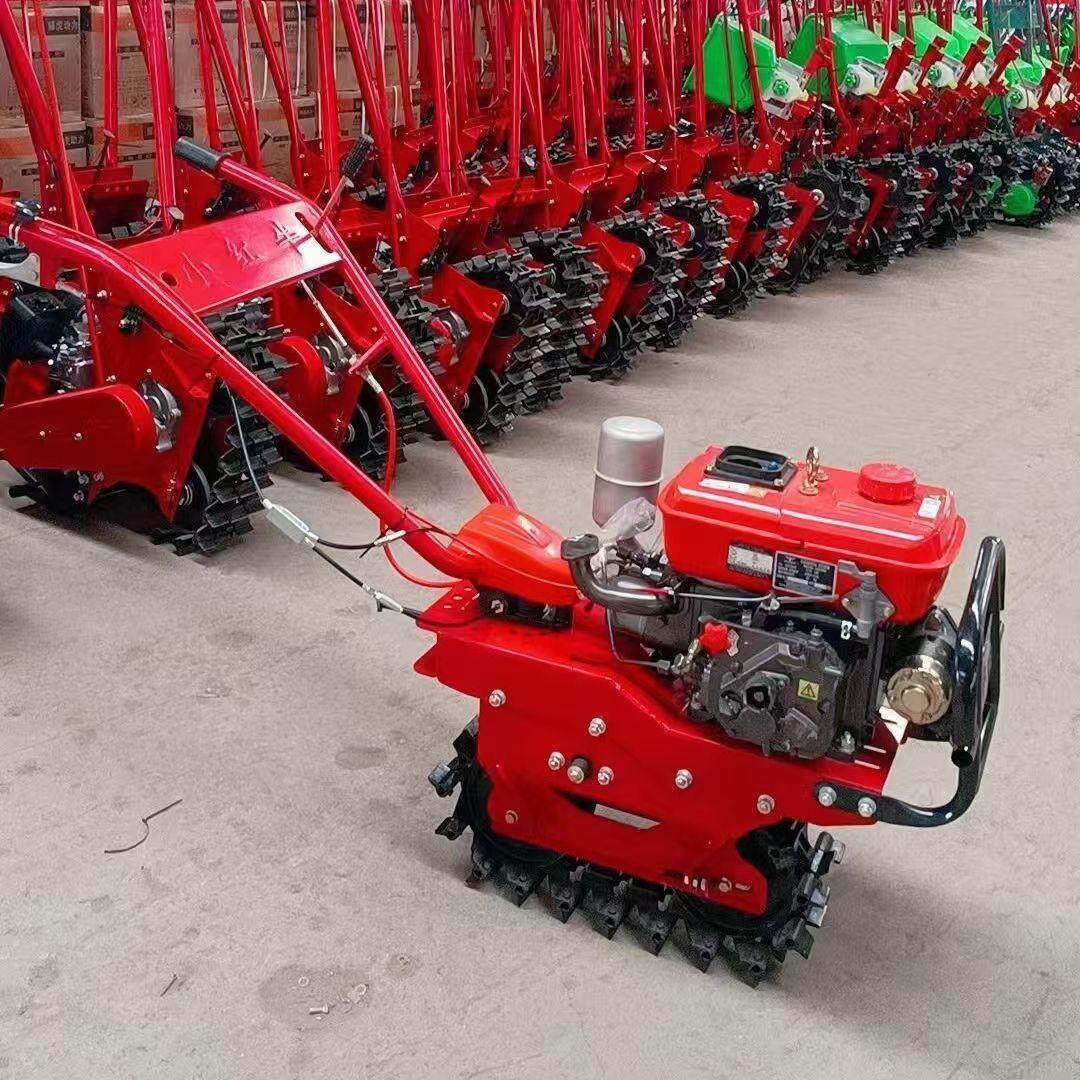 小红牛履带式微耕机 家用小型开沟机犁地机 手扶链轨式履带微耕机