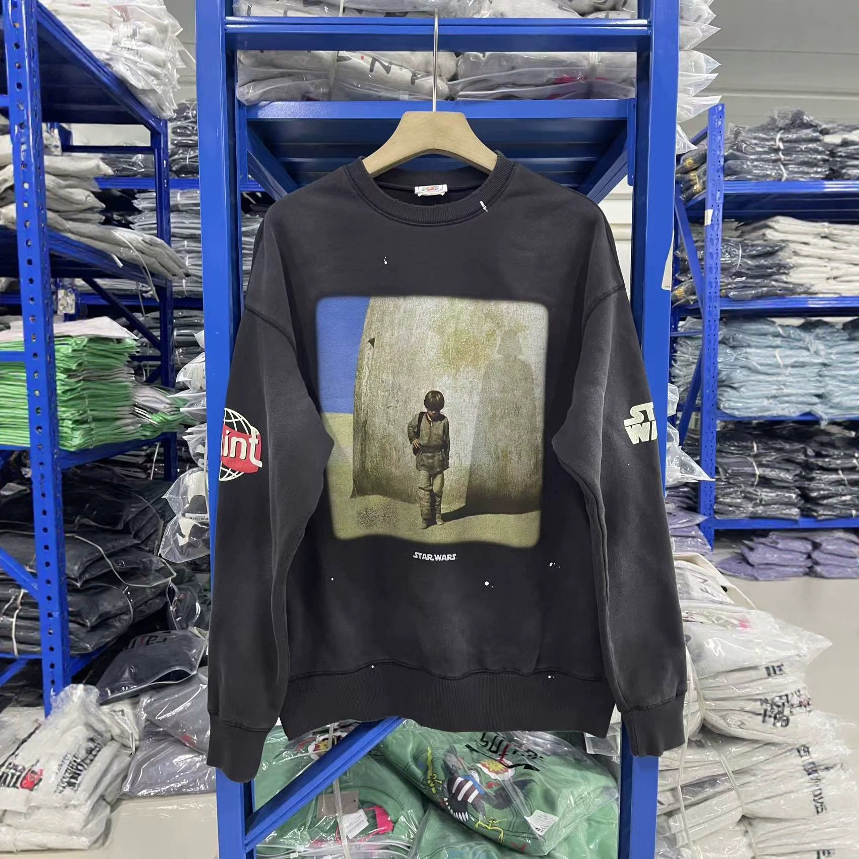 Saint Michael 联名Starwars 星球大战 25SS做旧破坏圆领卫衣
