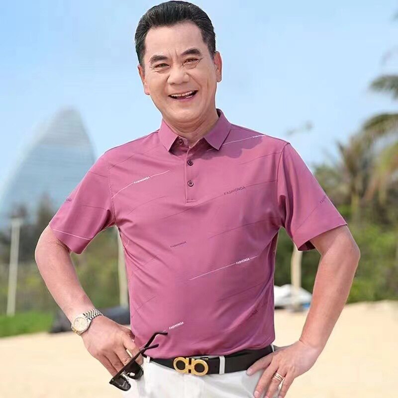 夏季爸爸装短袖上衣中老年男士t恤半袖商务休闲男衬衣夏 爆款