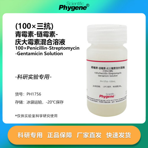 三抗溶液 (100×) 青霉素链霉素庆大霉素混合试剂 科研 PHYGENE
