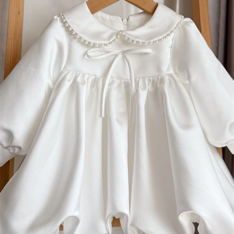 女宝宝周岁生日礼服花童婚纱抓周小公主裙蓬蓬纱T秋季长袖高端洋