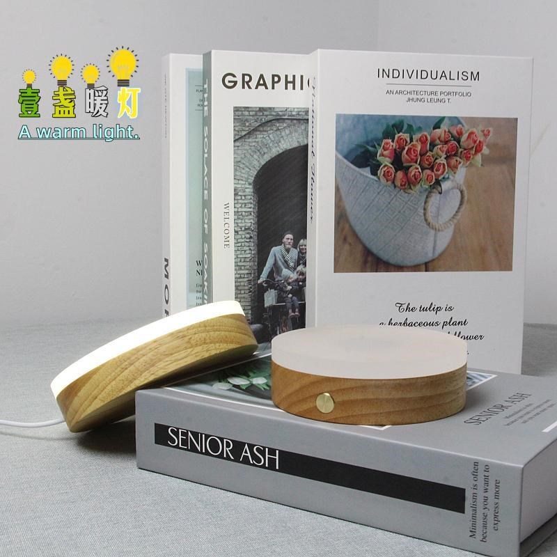 网红护眼扩散板灯底座亚克力LExD发光杯垫底座充电式usb插电小夜