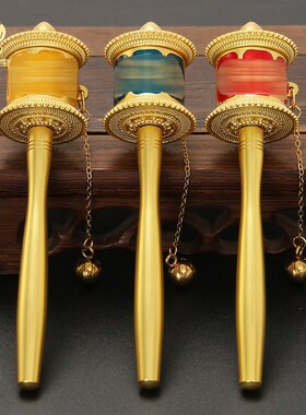 藏式转金简手摇i挂件藏族迷你转筒六字真言锌合金道具配饰创意转