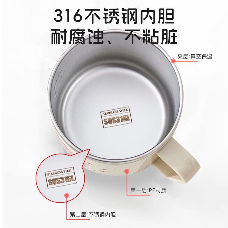 儿童牛奶杯刻度家用316t不锈钢宝宝吸管杯学饮杯卡通喝水杯子防摔