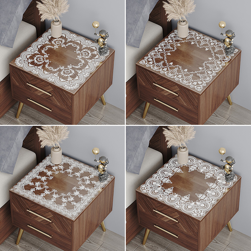 床头柜垫b子软玻璃防尘罩盖布 蕾丝透明桌布pvc防水桌垫水晶板台