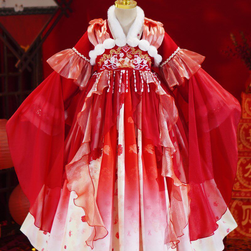 汉服女童拜年服2025新款冬w装古风超仙小女孩唐装新中式儿童古装