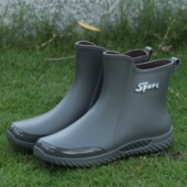 雨靴男款 洗车钓鱼劳保水鞋 中筒雨鞋 男士 防滑耐磨厨房工作胶鞋 时尚