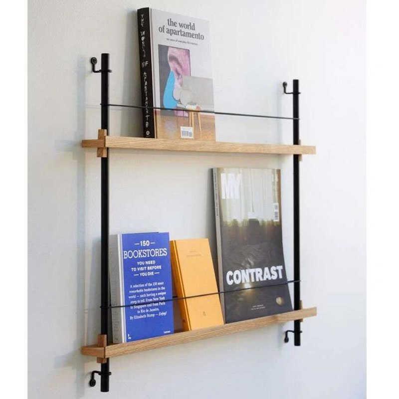 墙上多层杂志架报刊收纳架壁挂创意置物架铁艺一字隔板挂墙书厂家