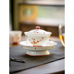 羊脂玉瓷盖碗茶杯单个高档德化白瓷盖碗壶承功夫茶具二三才泡茶碗