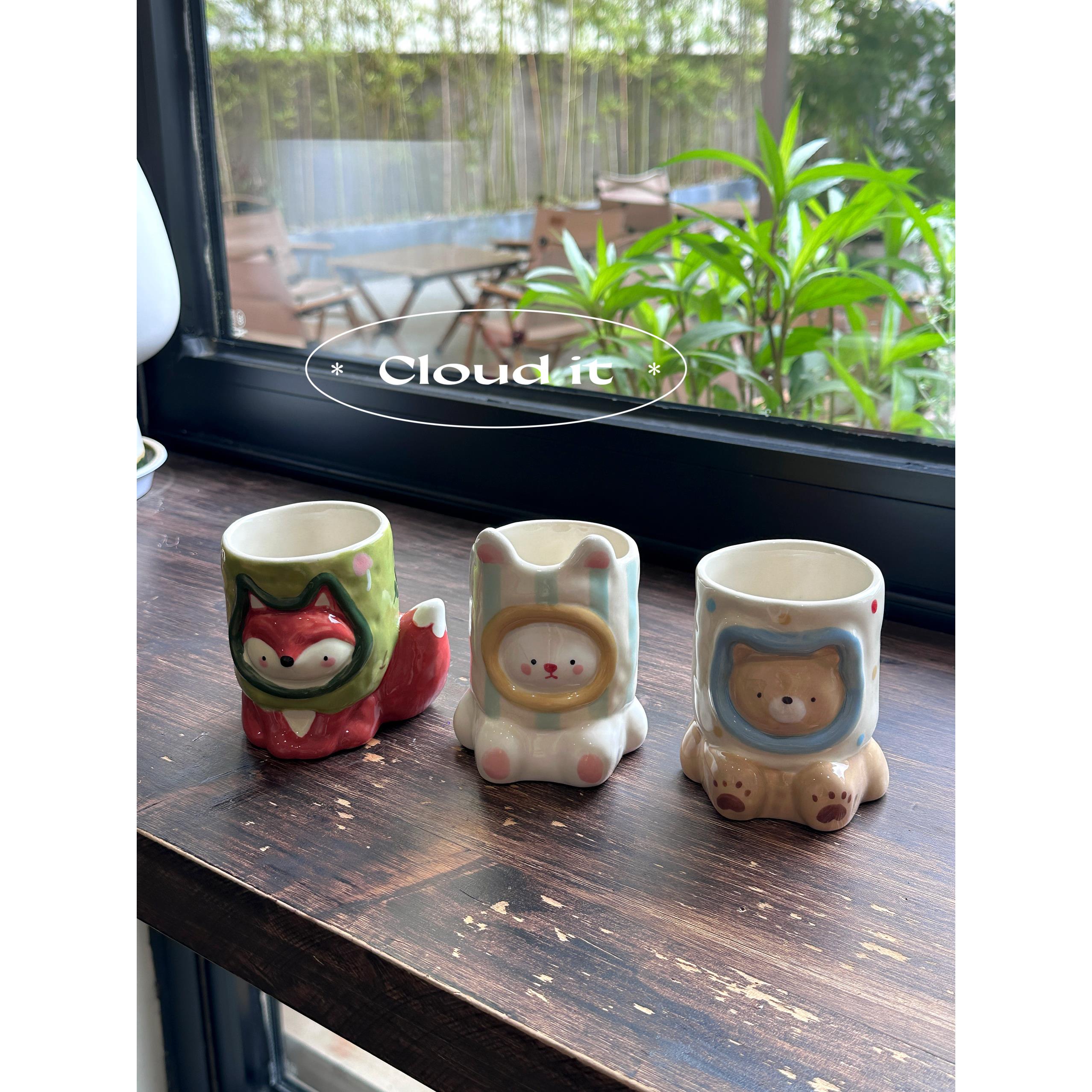 春日集邮册 |*景德镇手绘卡通马克杯可爱日式超萌陶瓷水杯大容量