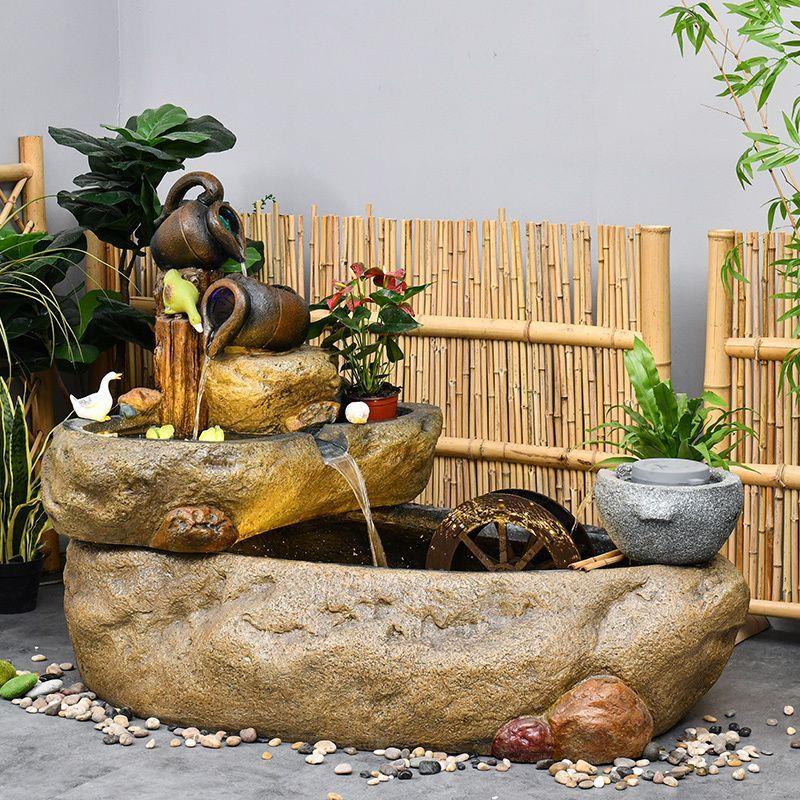 户外假山流水喷泉别墅花园阳台循环水景风水轮招财鱼池庭院造景观