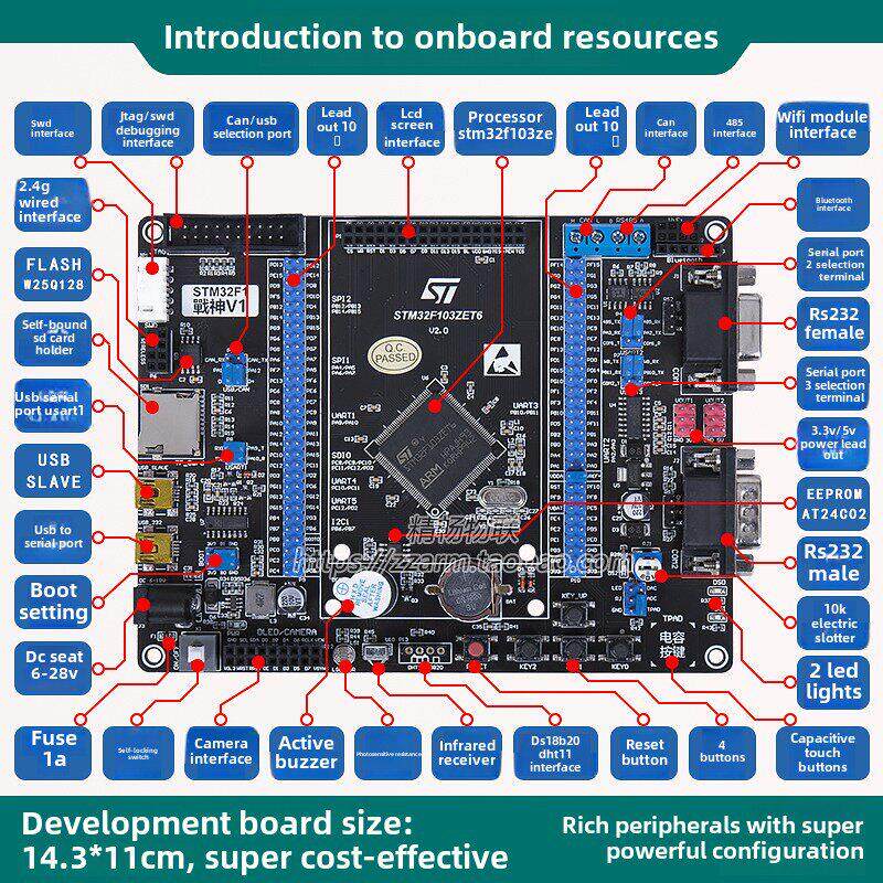 Stm32F103Zet6 Arm开发板嵌入式学习套件强51微控制器精英Stm32野