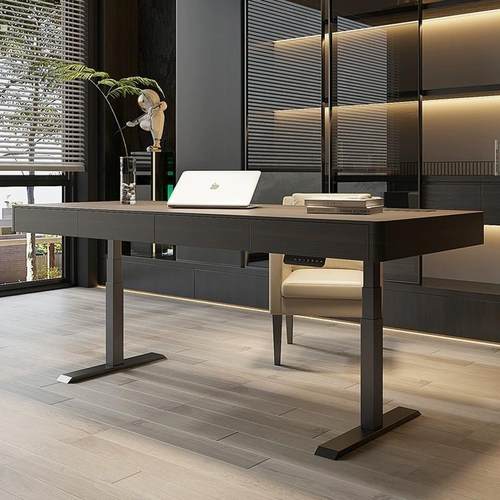 意大利极简智能电动升降桌现代简约双电机学习实木电脑办公桌