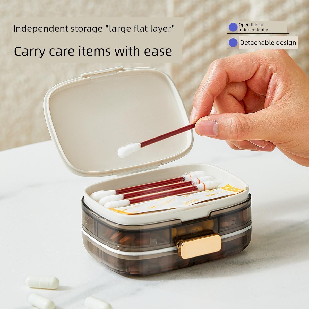 日本医药盒便携式包装一日三餐一周七天迷你便携式保健药品密封大